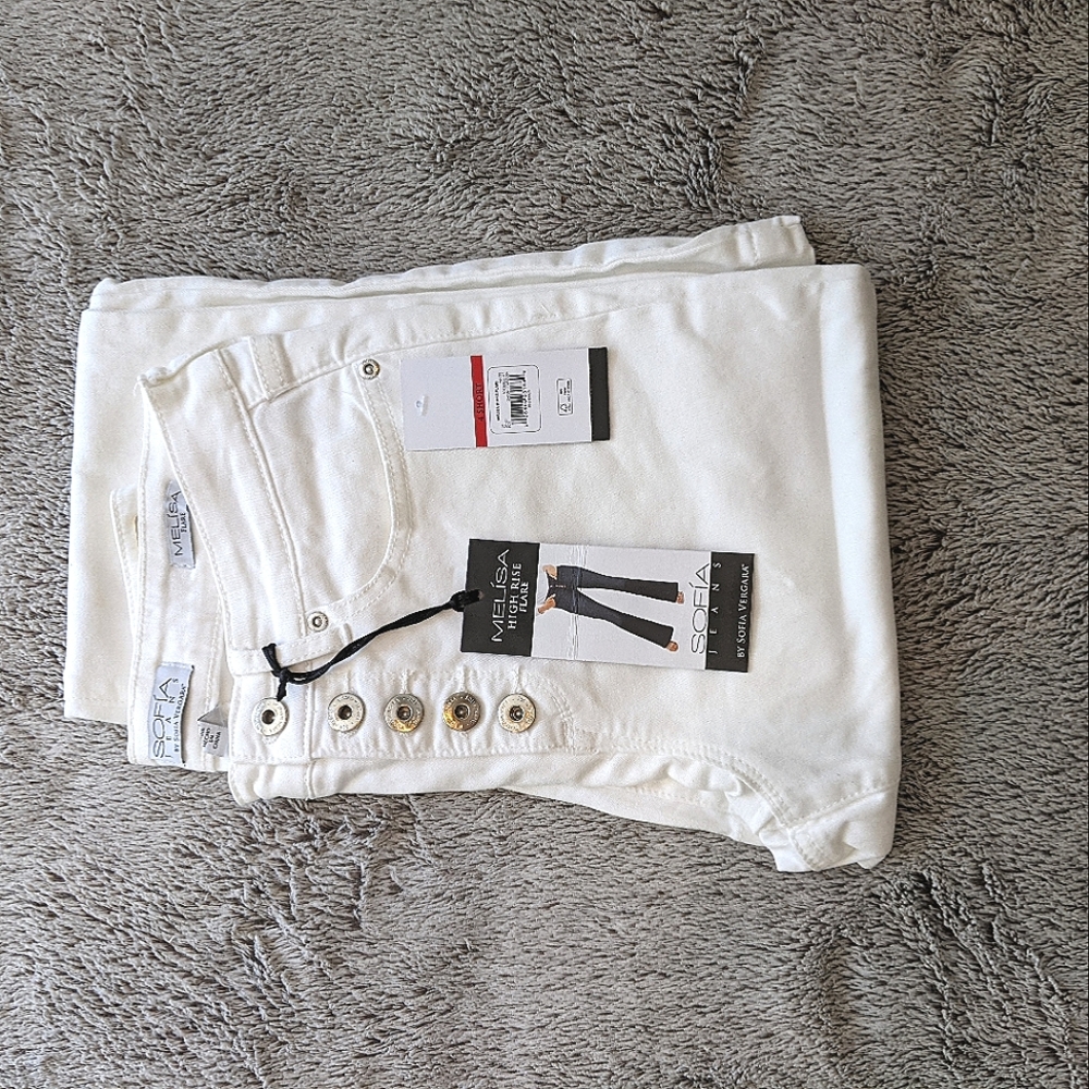 Sofia Vergara White High Waist Flare Jeans 4S